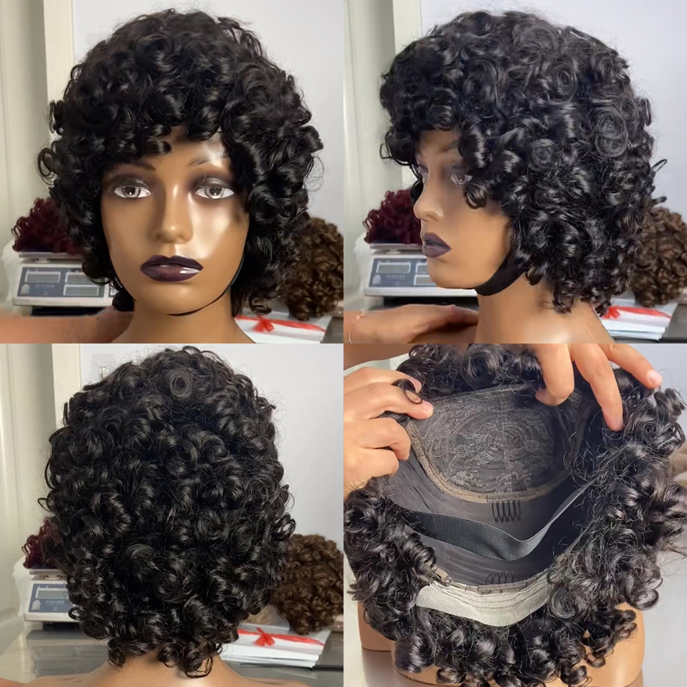 Short Bouncy Curl Fumi Human Hair Wigs With Bangs全机制爆款