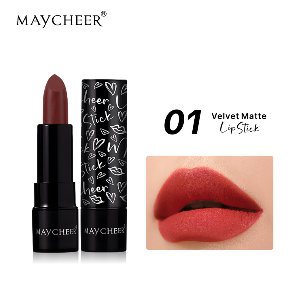 跨境MAYCHEER 丝绒哑光质地口红滋润保湿不沾杯不掉色显白唇彩