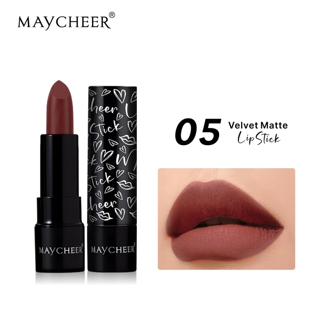 跨境MAYCHEER 丝绒哑光质地口红滋润保湿不沾杯不掉色显白唇彩