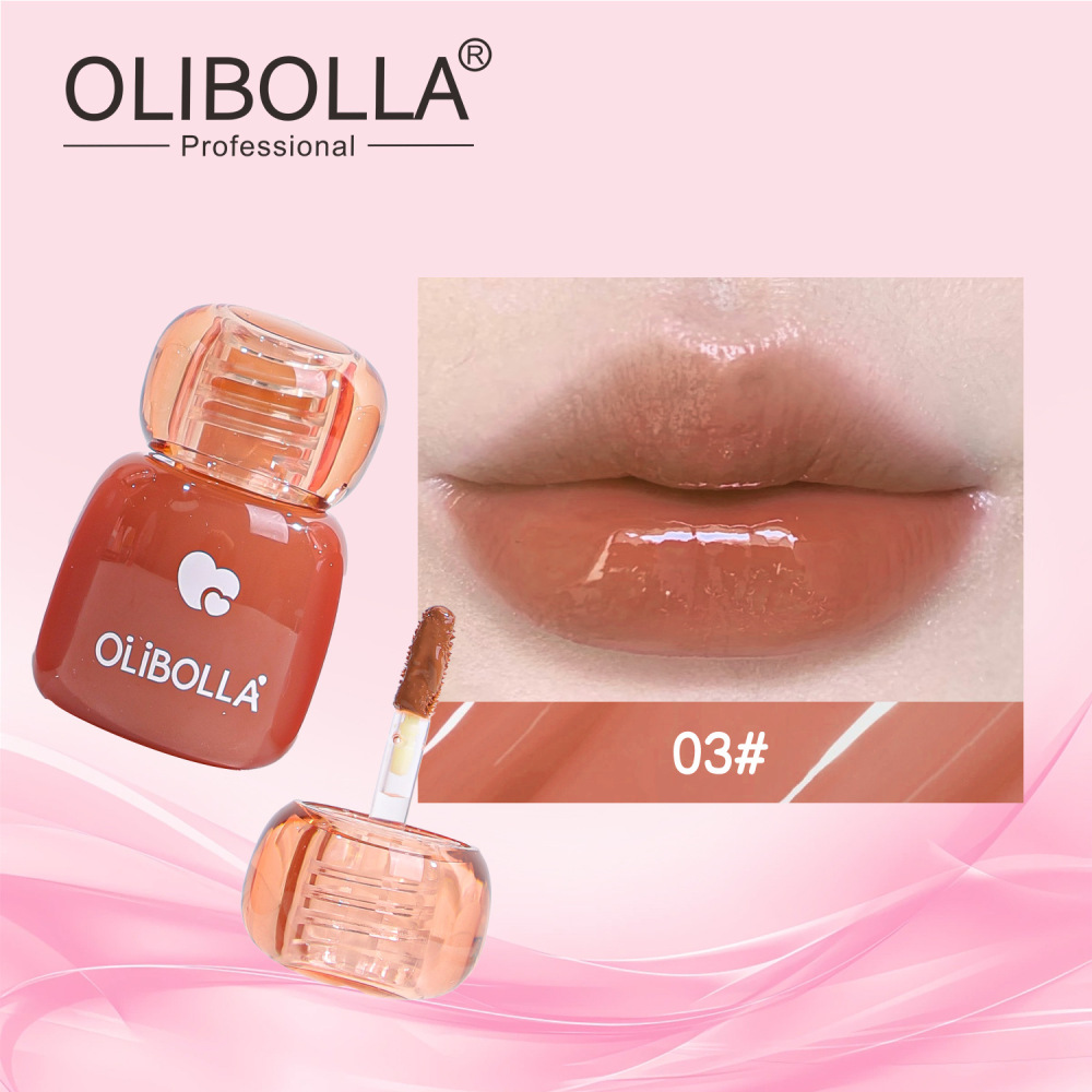 OLIBOLLA跨境不沾杯锁色唇釉6色镜面水光唇彩 滋润显白外贸彩妆