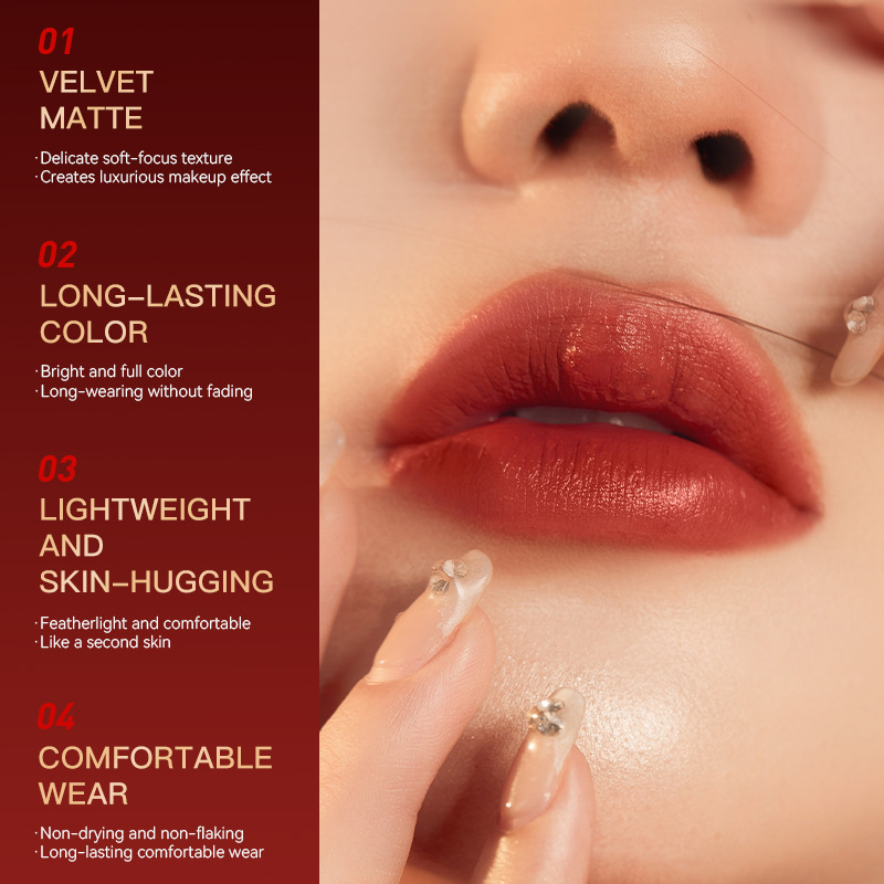KORMESIC跨境柔雾哑光口红lipstick丝绒显白滋润彩妆外贸厂家批发