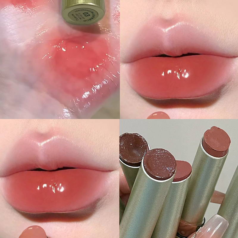 HERORANGE~桃心盈滑镜面口红滋润保湿素颜显白学生党固体唇蜜唇膏