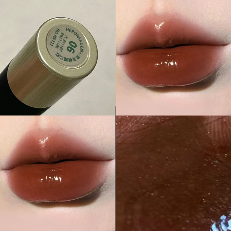 HERORANGE~桃心盈滑镜面口红滋润保湿素颜显白学生党固体唇蜜唇膏