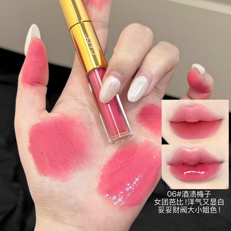 CACE粉黛镜光双头唇彩哑光唇泥透明唇油两用唇彩叠涂唇蜜跨境彩妆