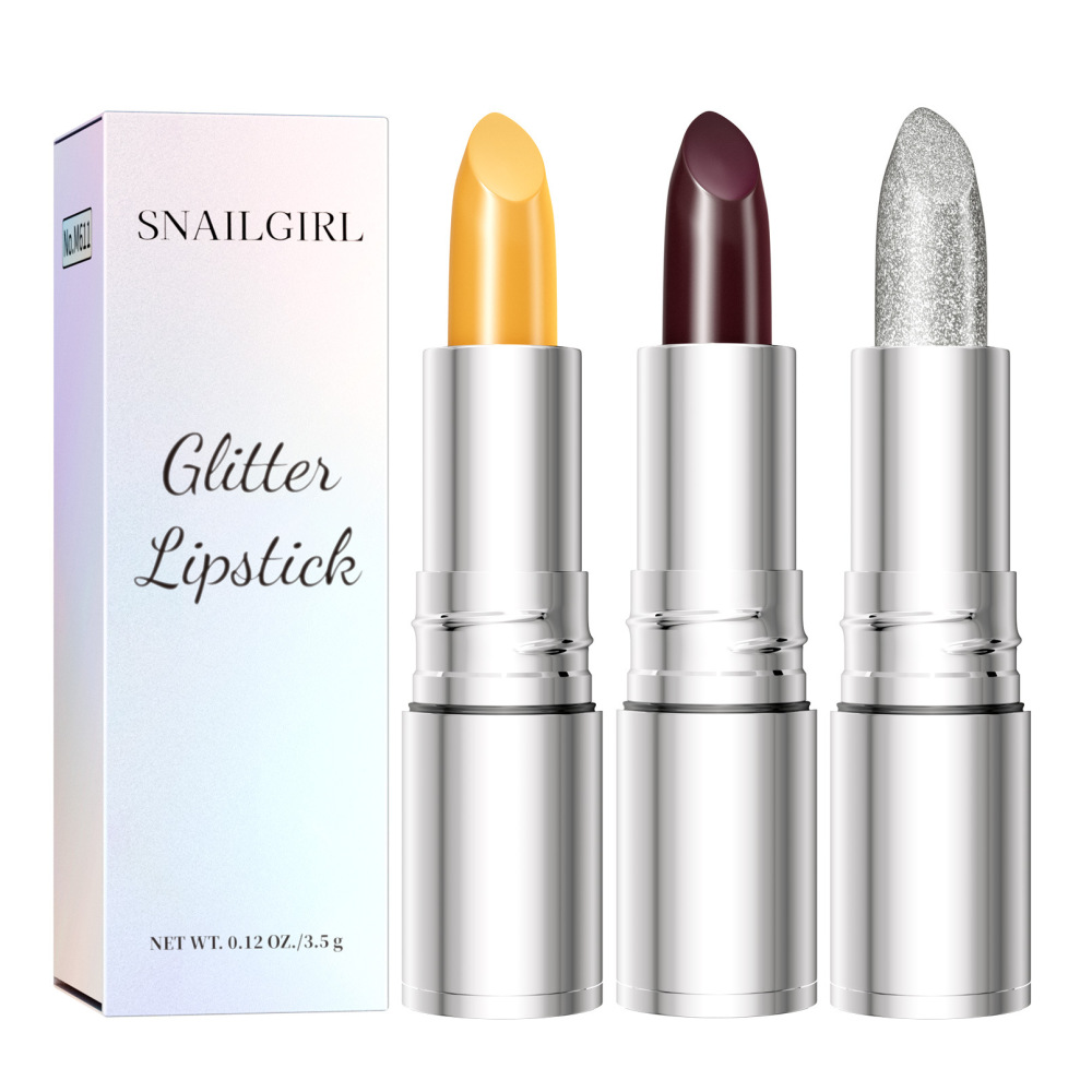 SNAILGIRL跨境闪亮变色唇膏口红不沾杯唇彩滋润保湿温变唇膏口红