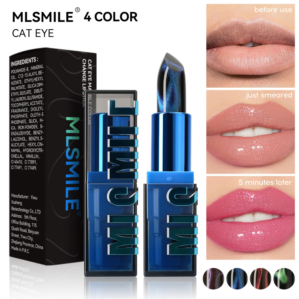 MLSMILE跨境哑光猫眼温感变色口红唇膏持久润泽保湿唇彩