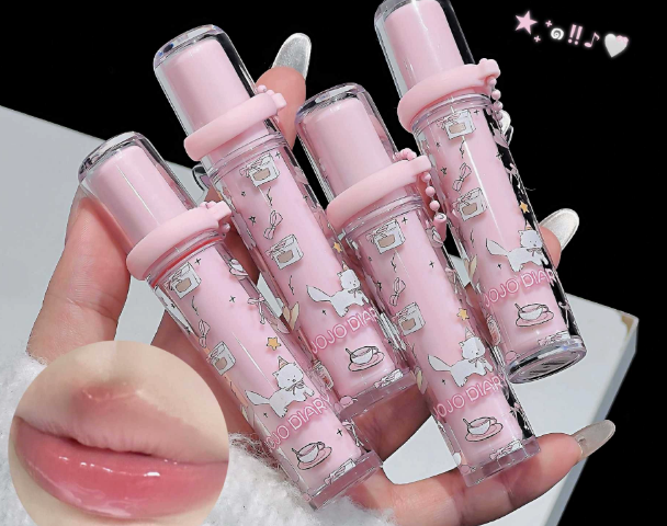 JOJODIARY Cartoon Cat Mirror Watery Lip Gloss