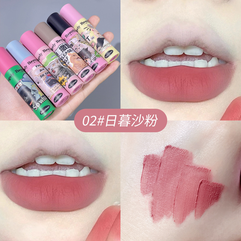 kobeleen趣喵唇釉丝绒雾面哑光卡通唇颊两用显白口红少女唇泥批发
