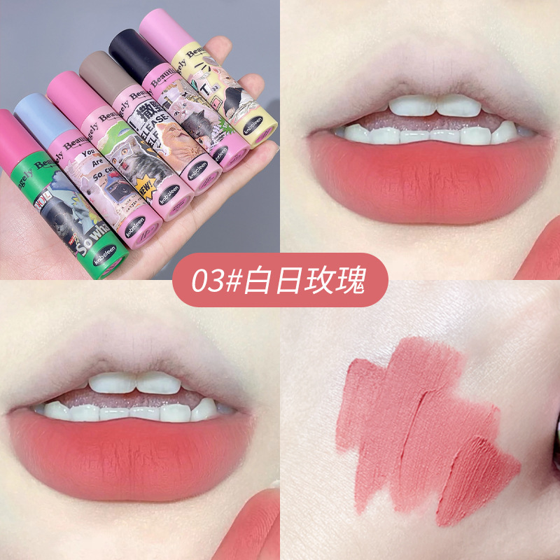 kobeleen趣喵唇釉丝绒雾面哑光卡通唇颊两用显白口红少女唇泥批发