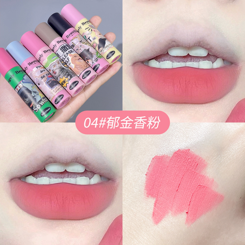 kobeleen趣喵唇釉丝绒雾面哑光卡通唇颊两用显白口红少女唇泥批发