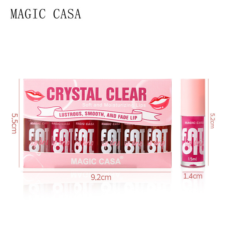 美妆MAGIC CASA水光果冻护唇油六支套装丰唇液滋润打底润唇蜜跨境