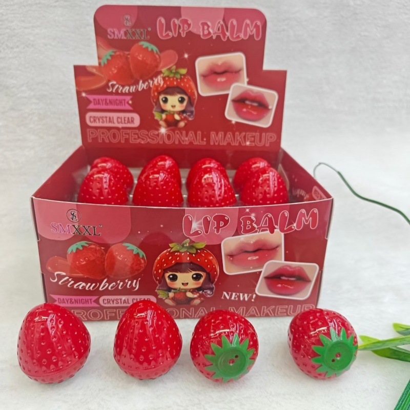 跨境热卖草莓味润唇膏 STRAWBERRY滋润保湿淡化唇纹唇膏 厂家直销