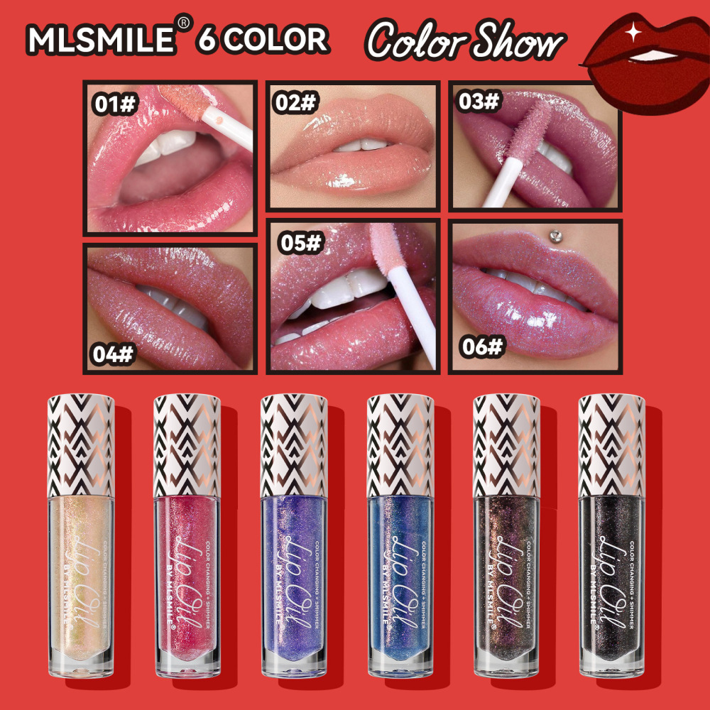 MLSMILE6色温变唇釉珠光液体口红补水保湿显色唇彩温感变色水光