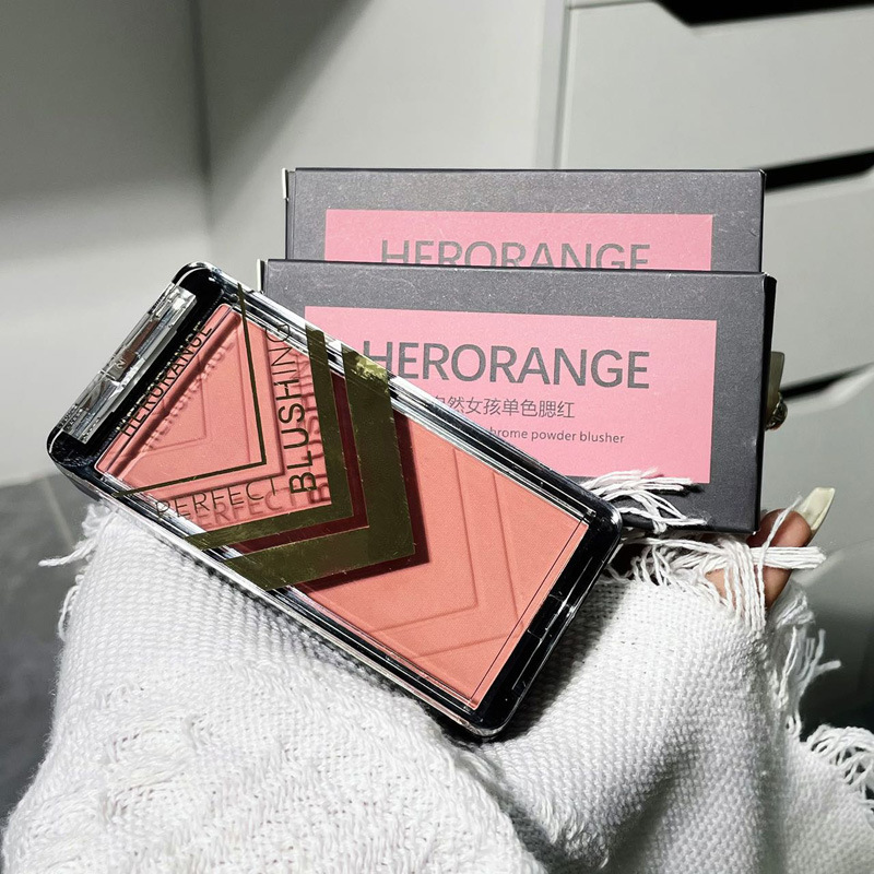 HERORANGE~元气女孩单色腮红提升气色自然裸装细腻高光修容一体盘