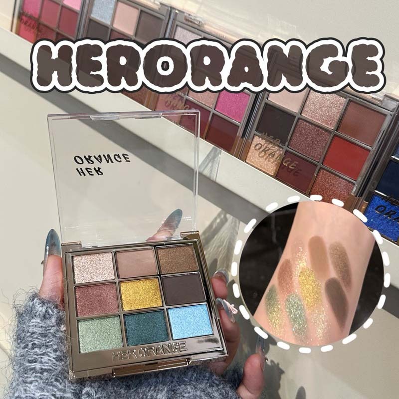 HERORANGE 奢贵九色眼影盘珠光哑光细闪持妆显色不易飞粉综合眼影