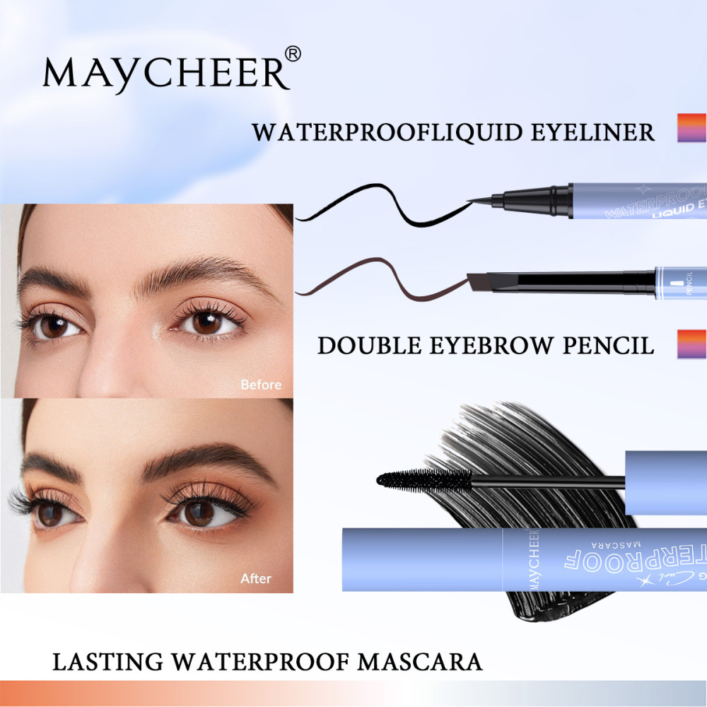 跨境英文版MAYCHEER心心相印美妆套盒睫毛膏粉饼口红眼线化妆套装