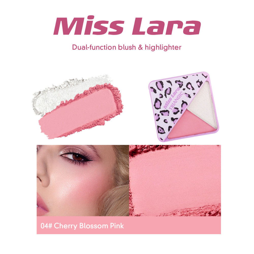MissLara豹纹三角双色腮红高光二合一粉盘哑光腮红细闪持久提亮
