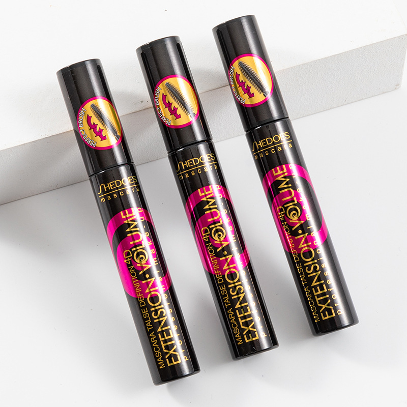 Shedoes跨境4D立体旋盘防水防汗浓密卷翘纤长不晕染易卸妆睫毛膏