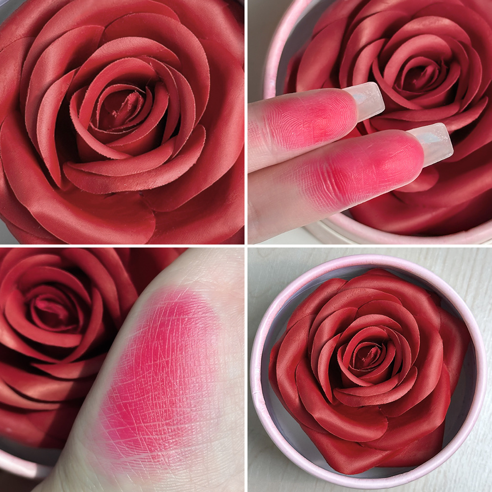 VERONNI 4色3D立体花瓣腮红玫瑰花朵自然立体定妆易上色跨境热销