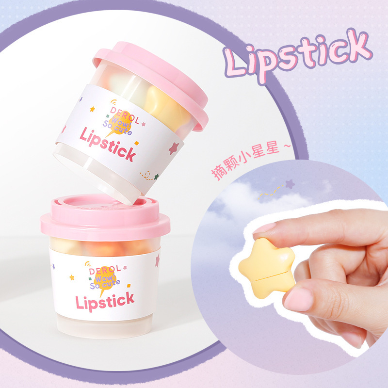 跨境DEROL哑光小巧口红 capsule lipstick 星星糖果迷你胶囊口红