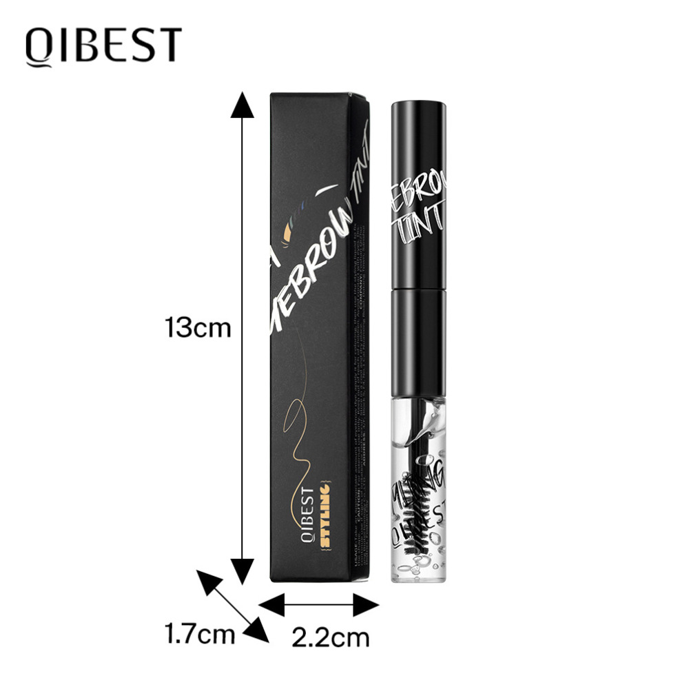 QIBEST跨境持久防水防汗不晕染自然立体液体眉毛定型液双头染眉膏