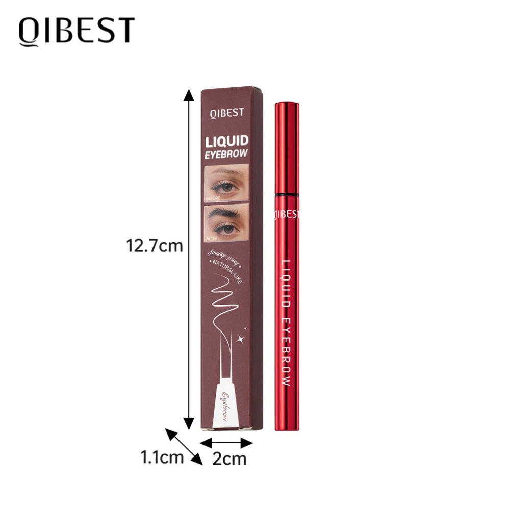 QIBEST跨境眉笔防水防油不易晕染深棕浅棕根根分明立体有型眉笔