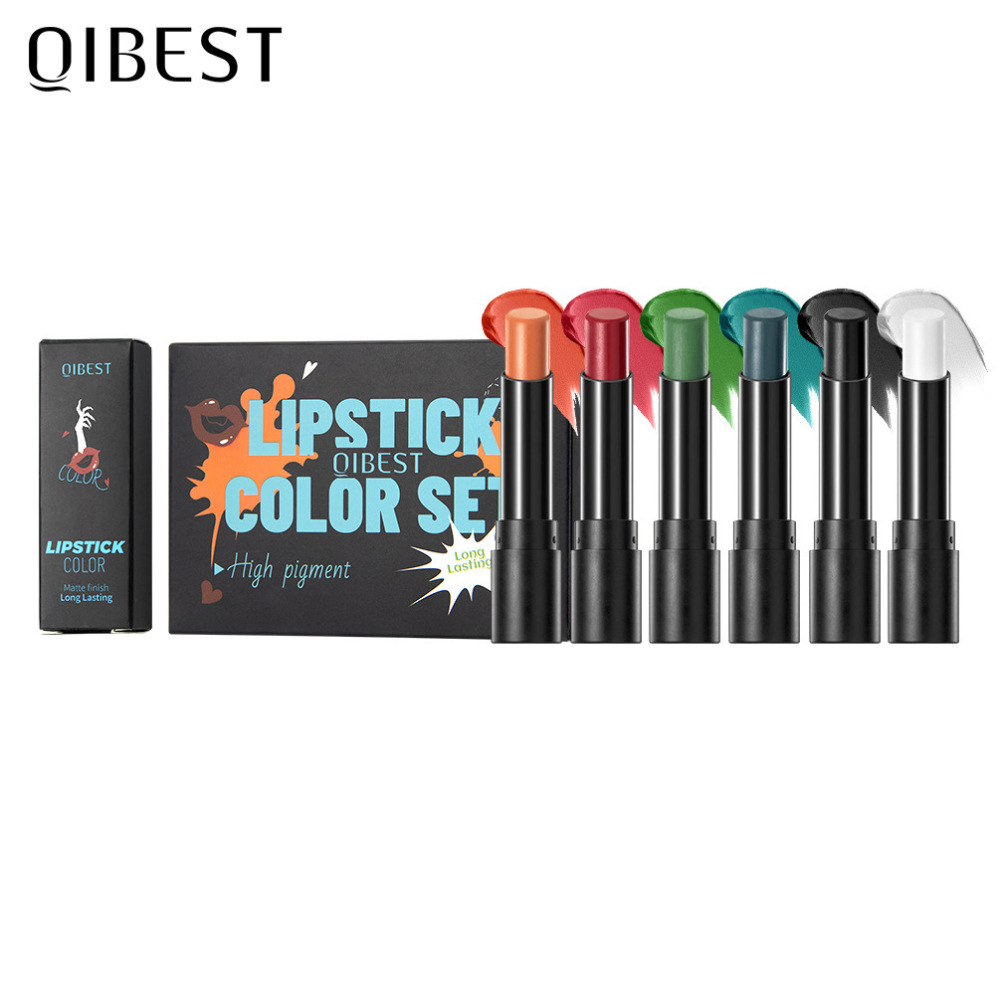 QIBEST跨境持久不易掉色哑光万圣节雾面丝绒暗黑系吸血鬼口红现货
