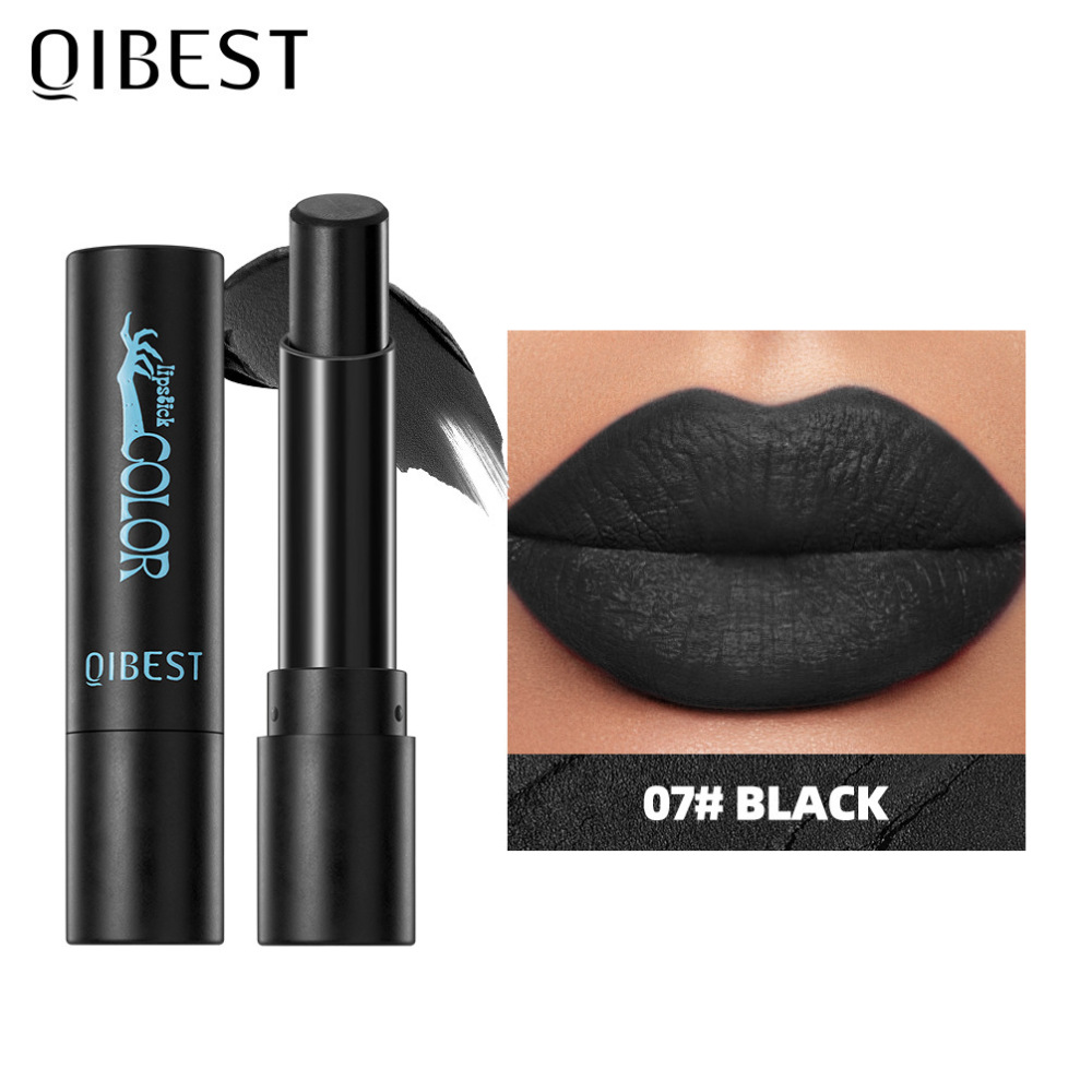QIBEST跨境持久不易掉色哑光万圣节雾面丝绒暗黑系吸血鬼口红现货