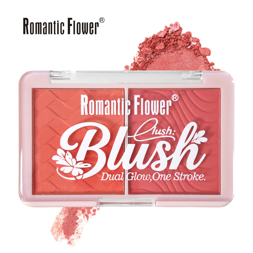 Romantic Flower跨境外贸2色小腮红压粉持久易上色防水化妆品