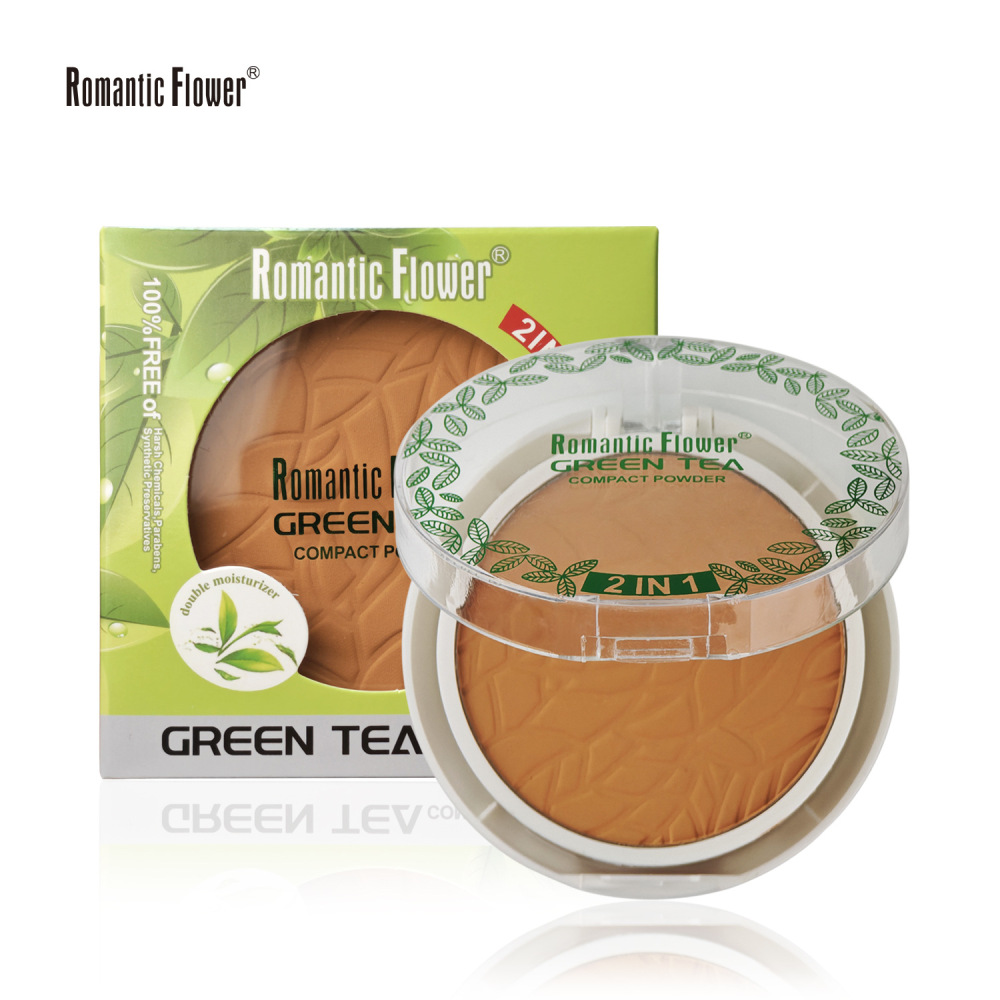 Romanbtic Flower跨境出口3色双层粉饼带粉扑哑光防水脸部化妆品