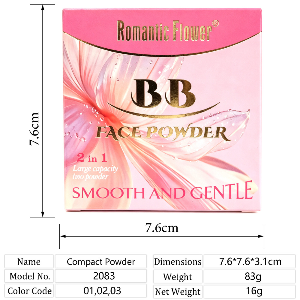 Romantic Flower跨境外贸出口双层哑光粉饼适合深色皮肤脸部化妆