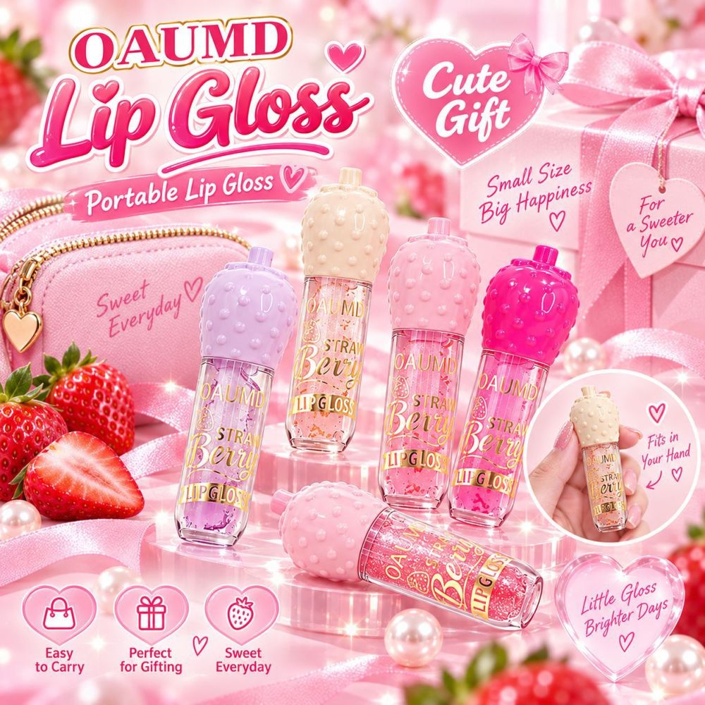 OAUMD 多色可爱草莓唇蜜滋润修护唇妆透亮嘟嘟唇跨境专供美妆货源