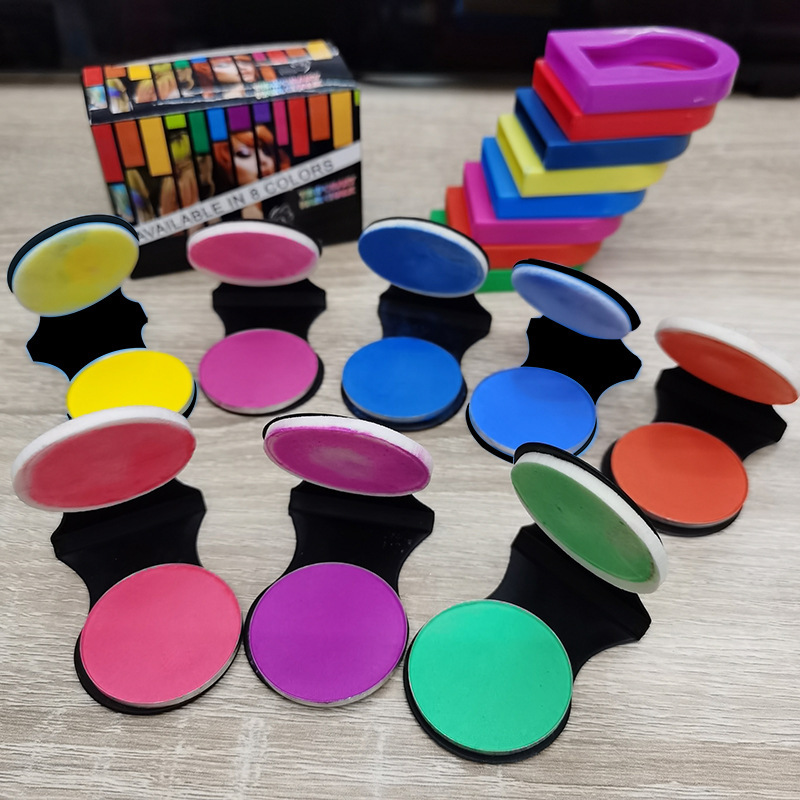 现货跨境内销3克染发粉饼一次性彩色发粉易上色易清洗HAIR CHALK