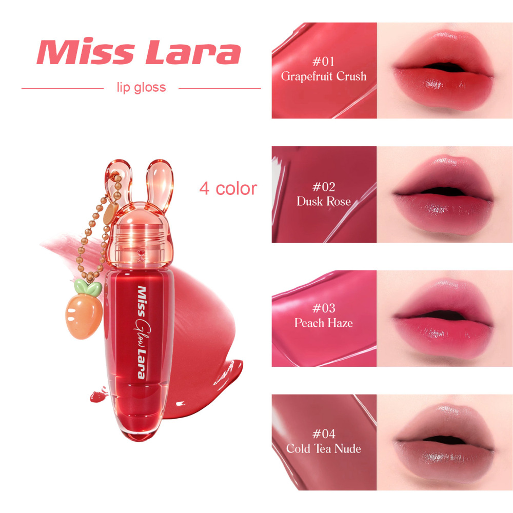 Misslara兔子胡萝卜唇釉水润不粘腻保湿镜面唇彩可爱挂件水光唇蜜