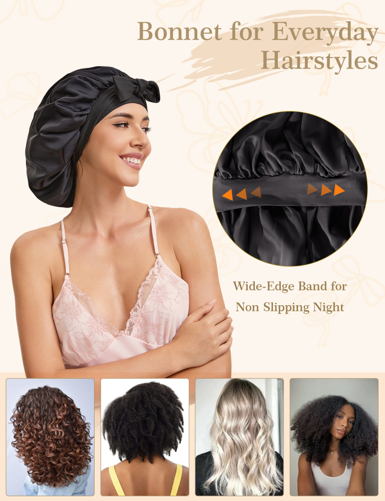 TIe Band Bonnet with Pack - Black