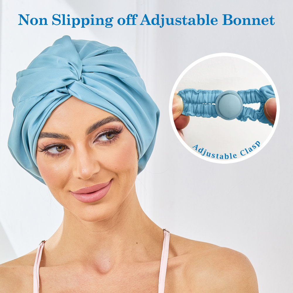 Adjustable Button Bonnet - Light Blue