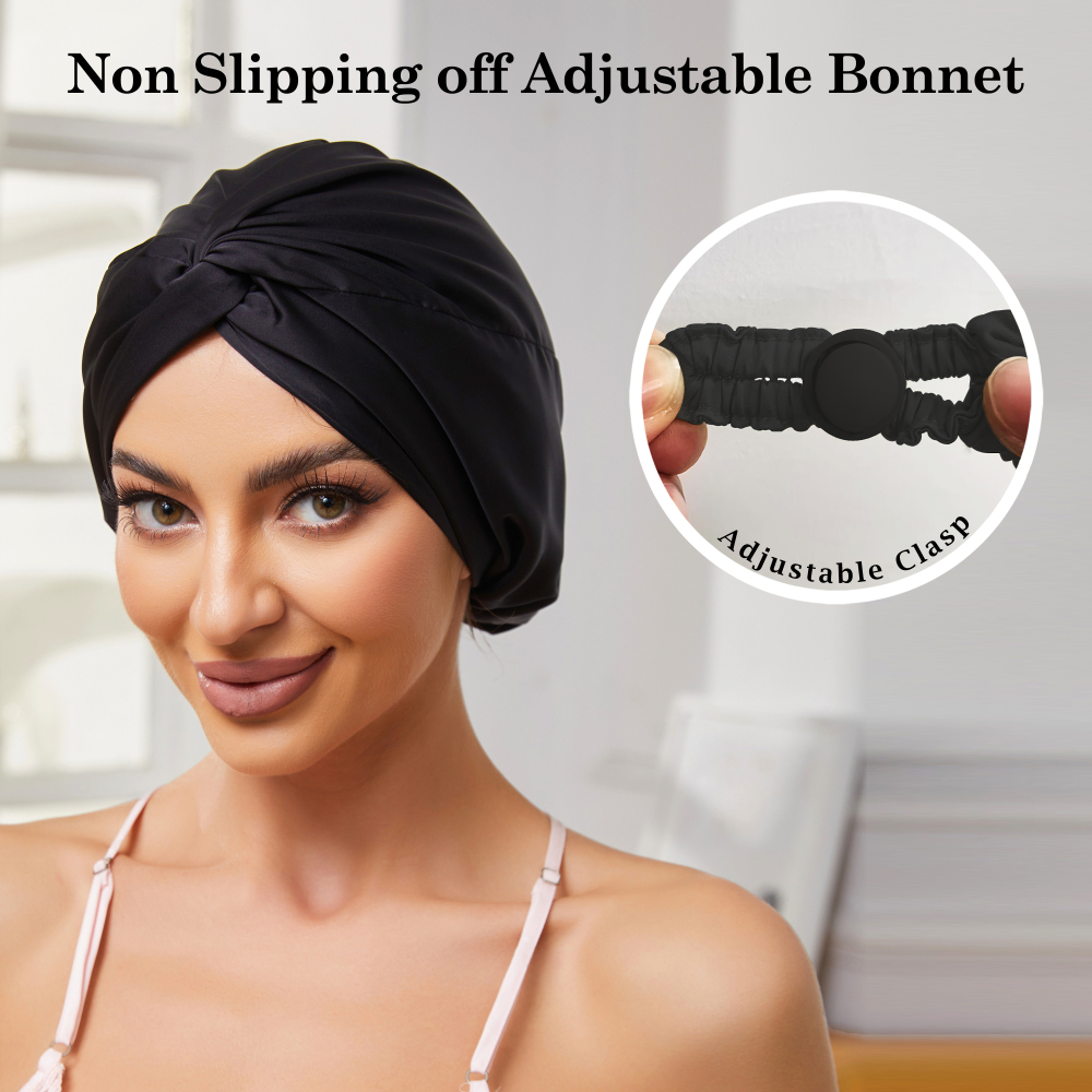 Adjustable Button Bonnet - Black