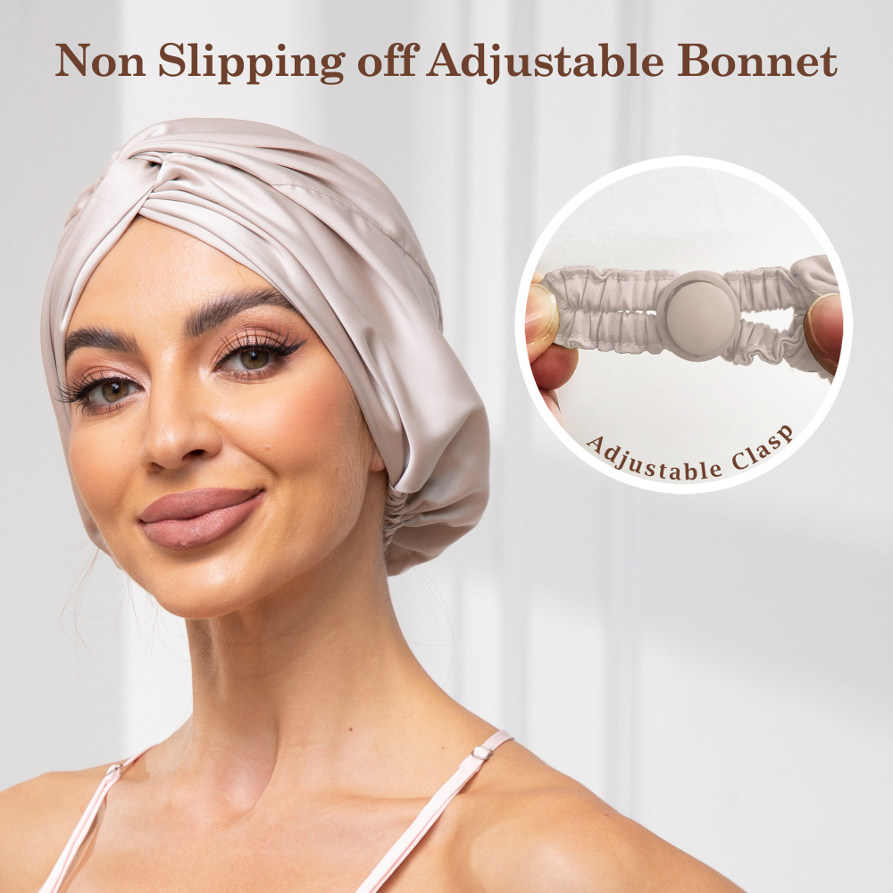 Adjustable Button Bonnet - Champagne