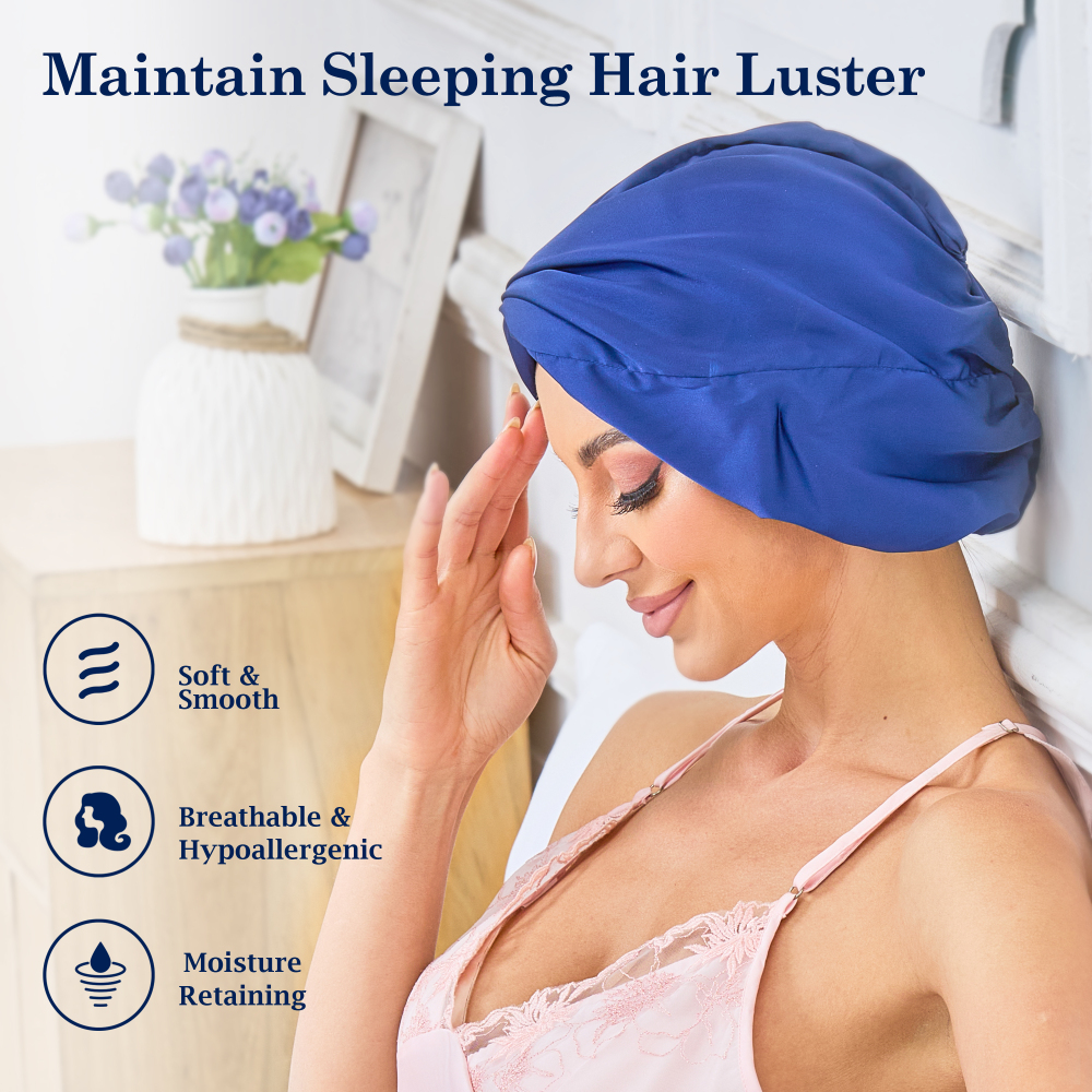 Adjustable Button Bonnet - Navy Blue