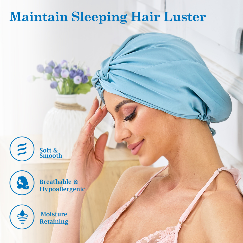 Adjustable Button Bonnet - Light Blue