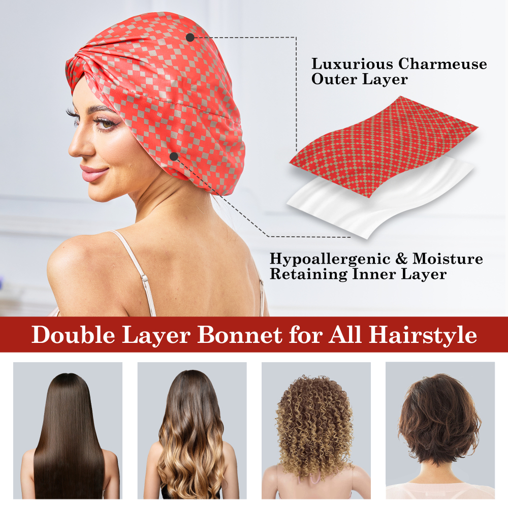 Adjustable Button Bonnet - Red & Dark Gold Checkered