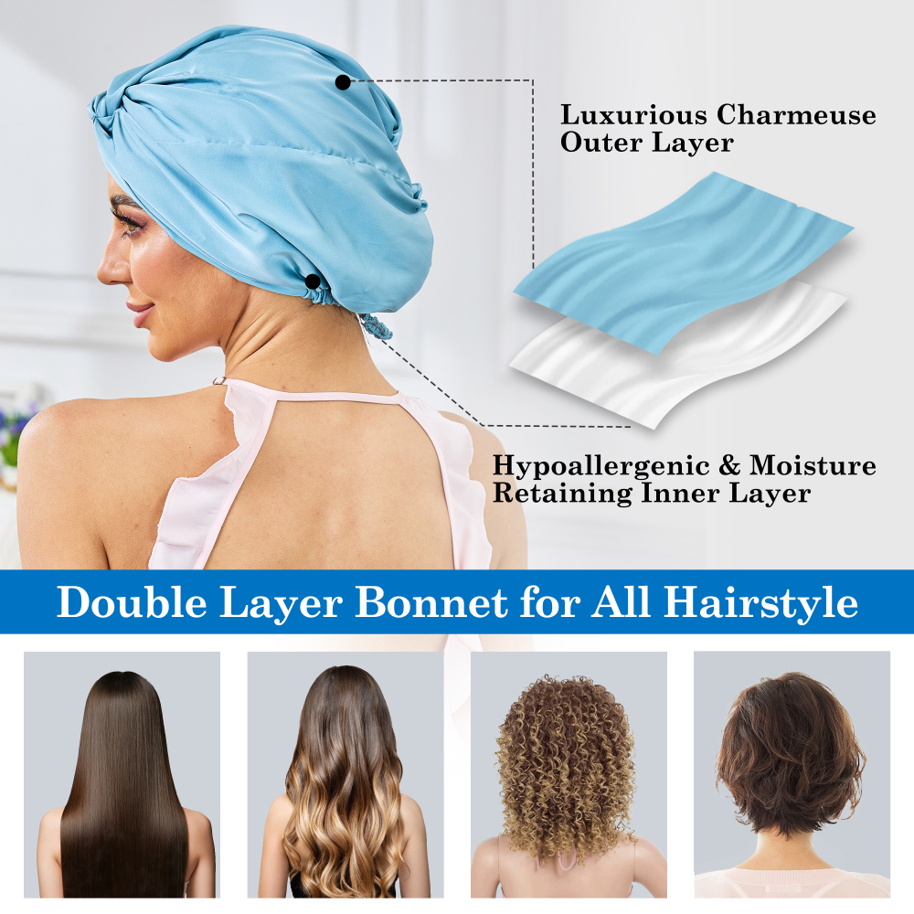 Adjustable Button Bonnet - Light Blue