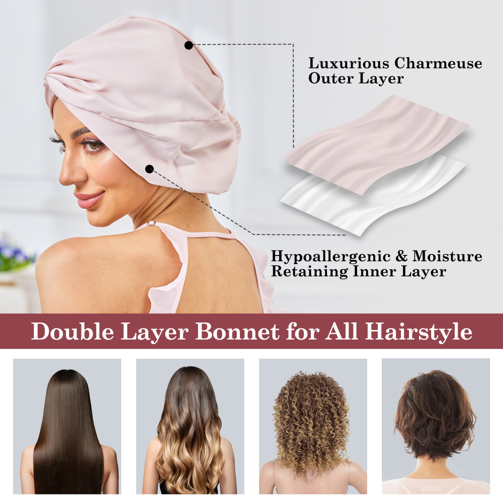 Adjustable Button Bonnet - Pale Pink