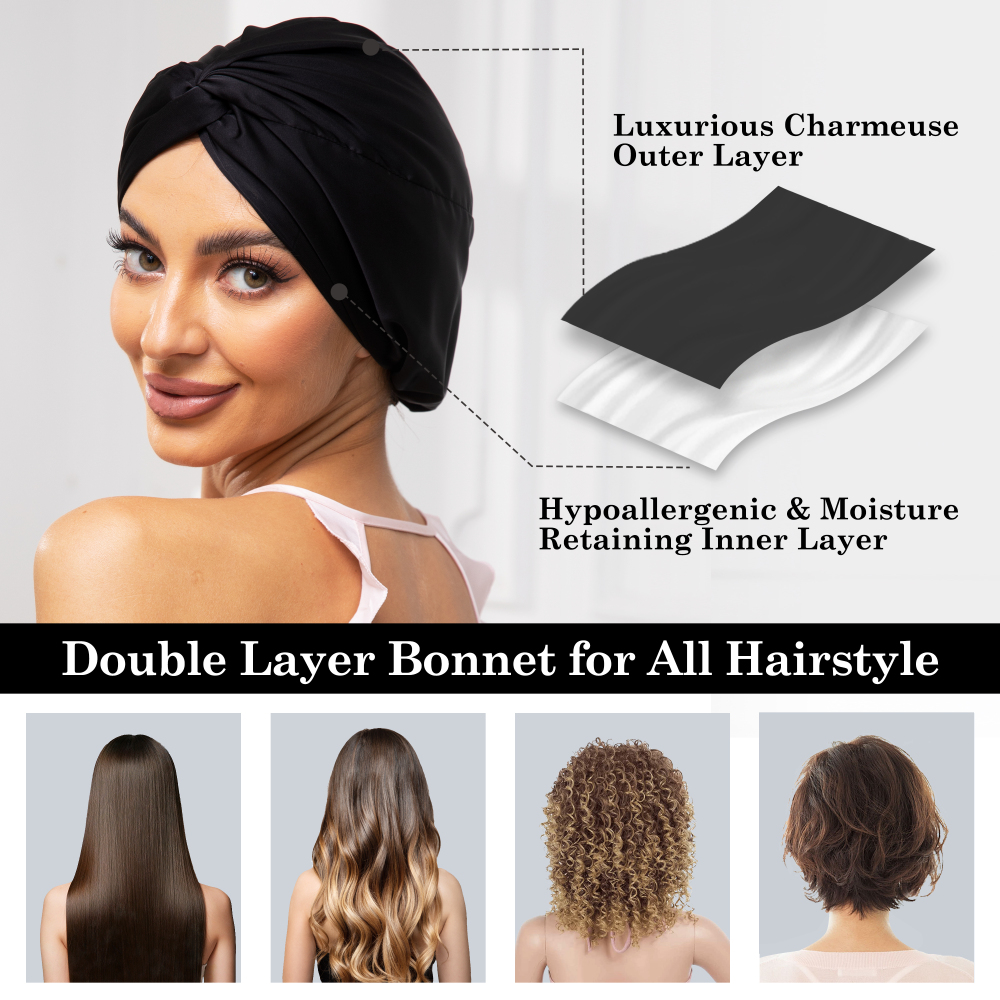 Adjustable Button Bonnet - Black