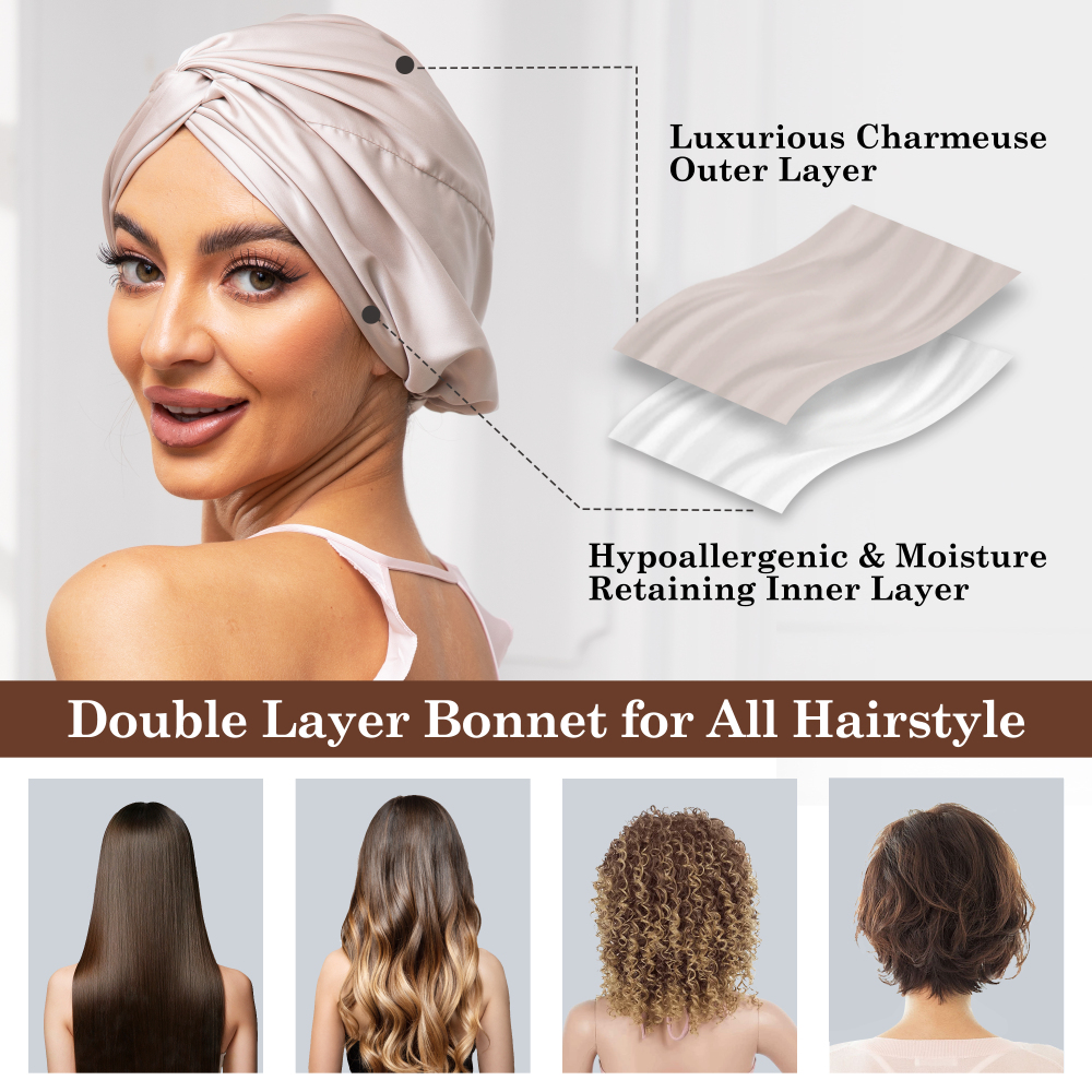 Adjustable Button Bonnet - Champagne