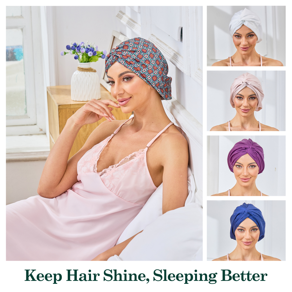 Adjustable Button Bonnet - Red & Green Crossed Flower