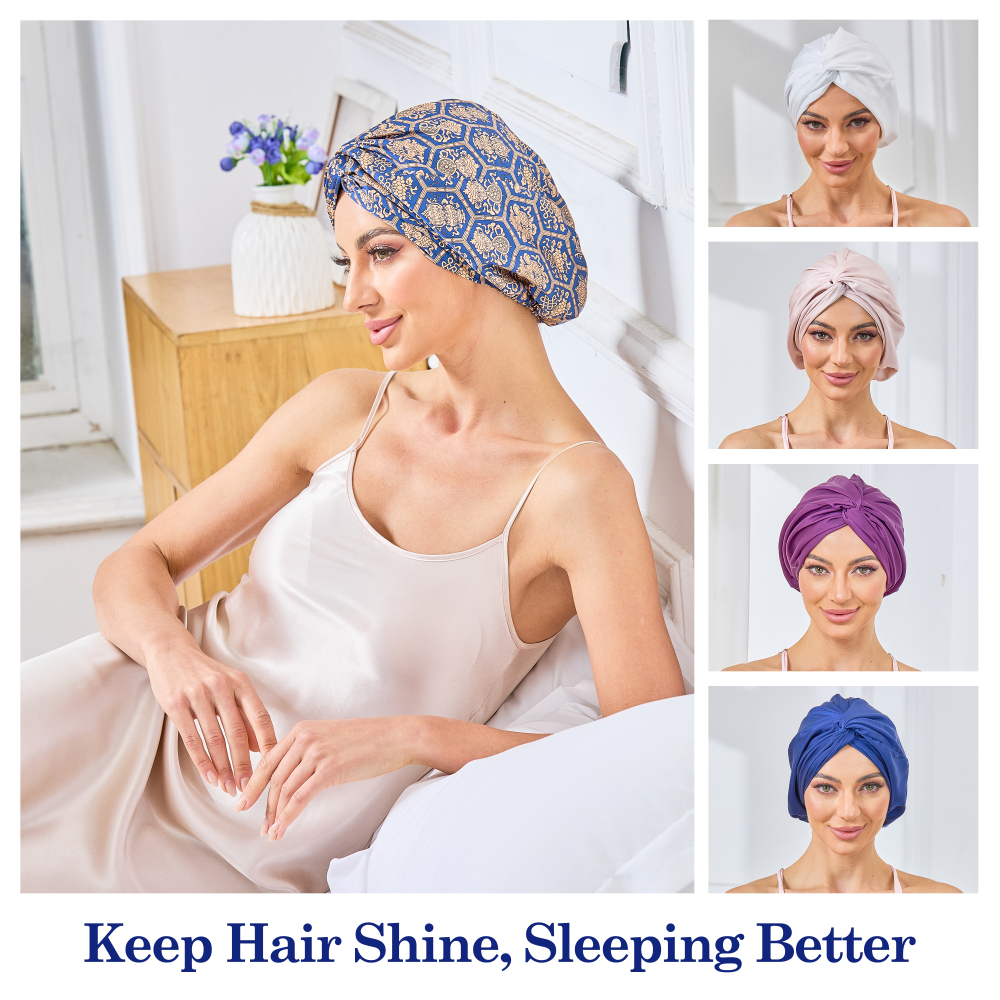 Adjustable Button Bonnet - Blue-Green & Gold