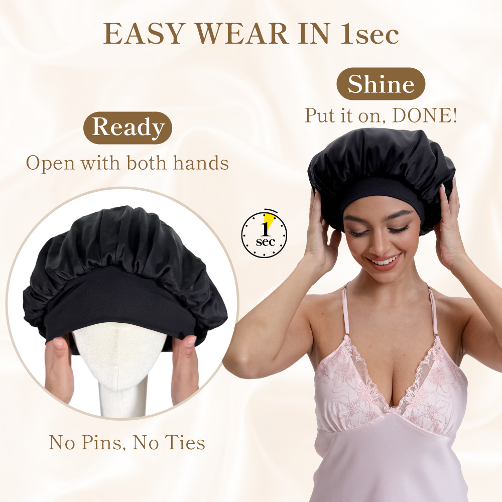 Elastic Bonnet with Pack - Black