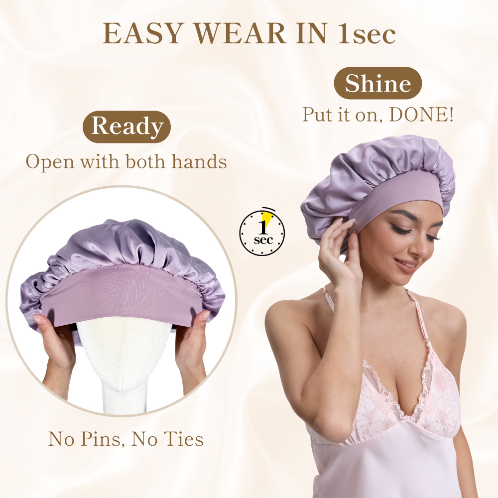 Elastic Bonnet with Pack - Purple