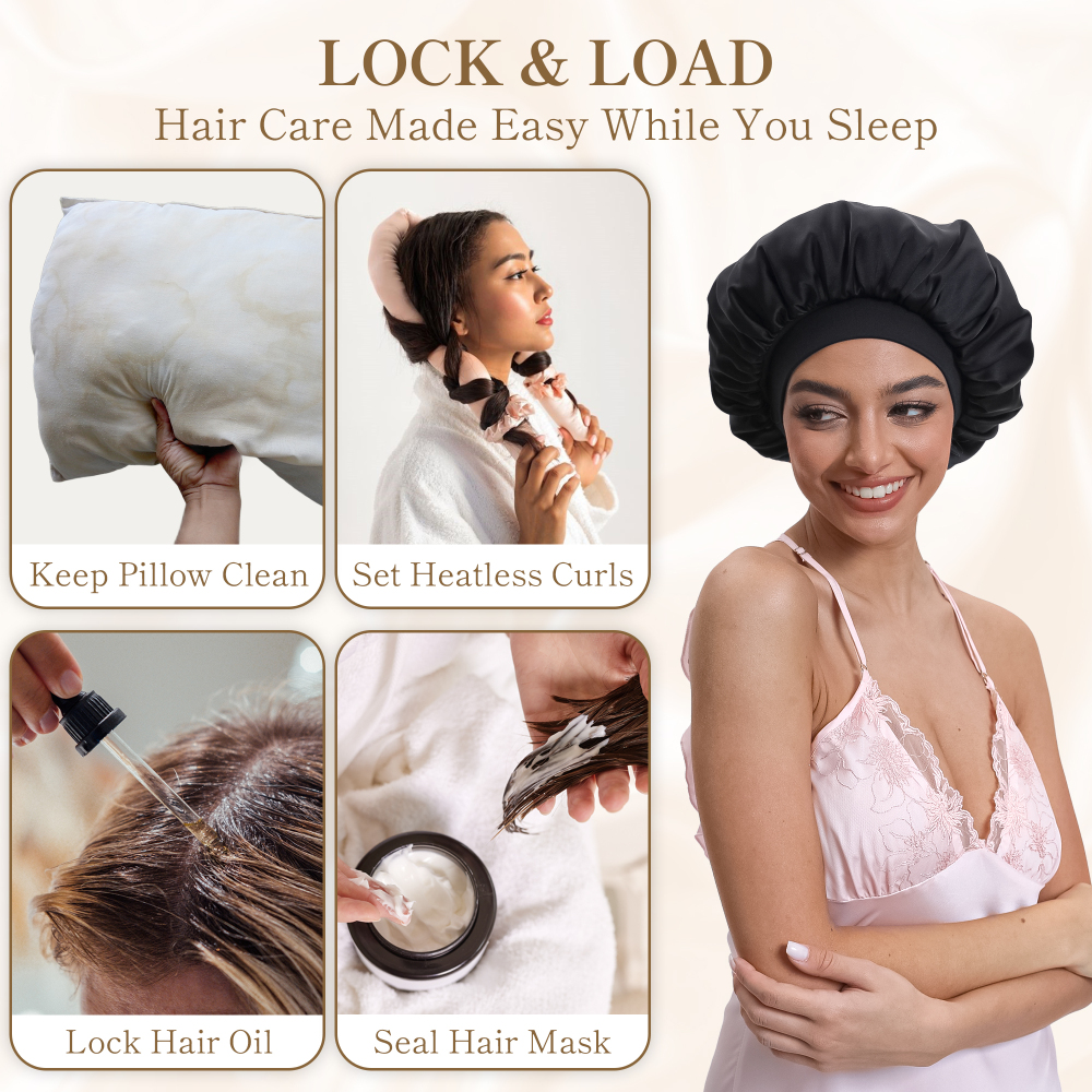 Elastic Bonnet with Pack - Black